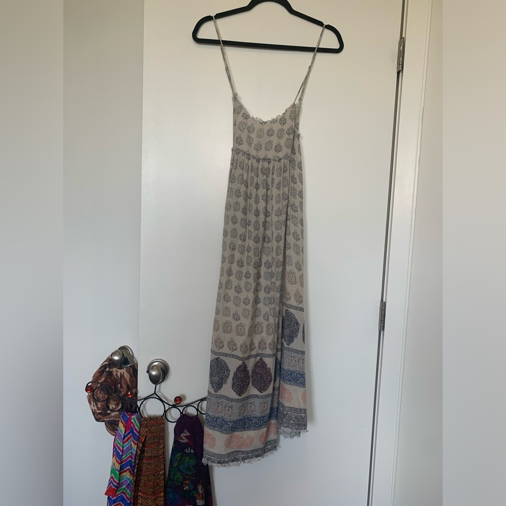 Staring at Stars Cream and Blue Paisley Maxi Dress